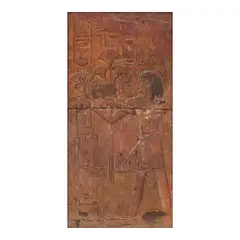 Joseph Lindon Smith, Relief from the Luxor Temple at Thebes, depicting Amenhotep III Presenting Offerings, oil on canvas behind glass