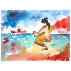 Leo Brooks, The Lobsterman's Sweetheart, watercolor on paper