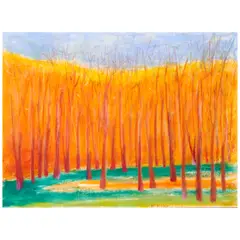 Wolf Kahn, Orange on Orange, 2014, pastel on paper