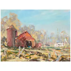 Jay Hall Connaway, Pawlet Barnyard, Vermont - Fall, oil on canvasboard