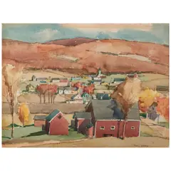 Paul Sample, Village in Autumn, watercolor on paper