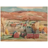 Paul Sample, Village in Autumn, watercolor on paper