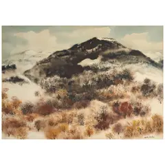 Adolf Dehn, Cold Hills, 1957, watercolor with gouache and black ink on paper