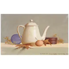 Robert Douglas Hunter, Still Life with a Teapot, Leaves, and Egg, 2009, oil on canvas