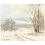 Olive Parker Black, Winter Landscape, oil on board