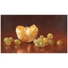 De Scott Evans, Grapes and Orange, oil on canvas