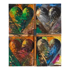 Jim Dine, The Japanese Paper Company, 1983, oil on joined canvases, screws, wood, and hatchet