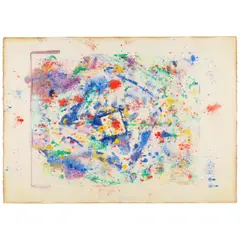 Sam Francis, Untiled (SFM81-106), 1981, unique monotype with woodcut, oil, dry pigment, watercolor and ink on paper