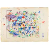 Sam Francis, Untiled (SFM81-106), 1981, unique monotype with woodcut, oil, dry pigment, watercolor and ink on paper