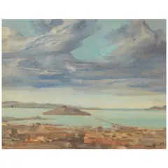 Xavier Martínez, View of San Francisco Bay, oil on canvasboard