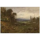 William Keith, Shepherd and His Flock, oil on canvas