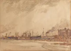Frank Tolles Chamberlin, Near San Pedro, watercolor, ink, and pencil on laid paper