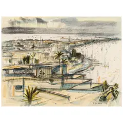 Philip Latimer Dike, Harbor, mixed media on paper