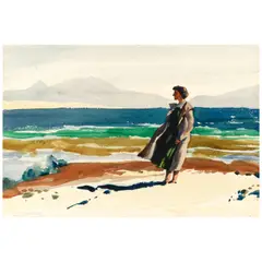 Woman on the Beach by Emil Kosa Jr., circa 1940, watercolor on Arches paper, sold Jul 2026