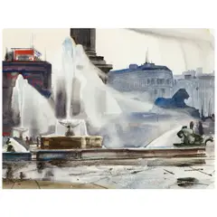 Eliot O'Hara, Trafalgar Square in the Wind, London, 1952, watercolor on paper