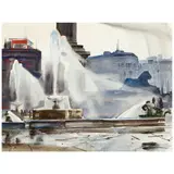 Eliot O'Hara, Trafalgar Square in the Wind, London, 1952, watercolor on paper