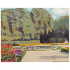 William Posey Silva, Pool - Versailles, 1922, oil on canvas laid to board