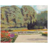 William Posey Silva, Pool - Versailles, 1922, oil on canvas laid to board