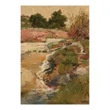 Charles Arthur Fries, Rapids Near Campo, oil on canvas affixed to board
