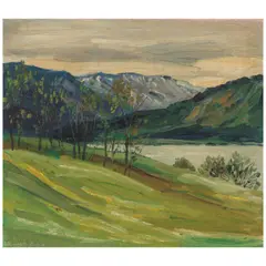 Walter Ufer, Spring Tegernsee, Bavaria - Alps, oil on canvas laid to board