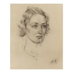 Nicolai Fechin, Mrs. Frank Hoffman, Taos (Hazel Hoffman), charcoal on paper