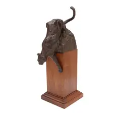 Kenneth Bunn, Descending Cougar, bronze with brown patina