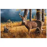 Larry Chandler, Deer in the Woods, oil on Masonite