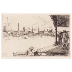 Horatio Nelson Poole, The Meat Stick Man; Honolulu Harbor, 1918; 1920, Two etchings on wove paper, The Meat Stick Man signed in pencil