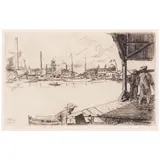 Horatio Nelson Poole, The Meat Stick Man; Honolulu Harbor, 1918; 1920, Two etchings on wove paper, The Meat Stick Man signed in pencil