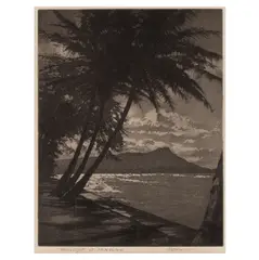 Huc-Mazelet Luquiens, Morning at Halekulani; Moonlight at Halekulani; Moonlight on Diamond Head, 1925 (2); 1932, Three etchings and aquatint on wove paper, each signed in pencil, the latter two titled