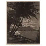 Huc-Mazelet Luquiens, Morning at Halekulani; Moonlight at Halekulani; Moonlight on Diamond Head, 1925 (2); 1932, Three etchings and aquatint on wove paper, each signed in pencil, the latter two titled
