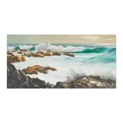 Peter Hayward, Flowering Tree with Seated Woman; Kahaluʻu; Crashing Waves (a group of three), oil on canvas