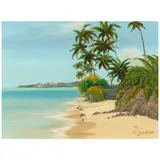 Ingrid Salmon, Black Point, Kahala Beach, oil on board