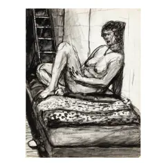 Elmer Bischoff, Untitled, 1973, charcoal and watercolor on paper