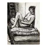 Elmer Bischoff, Untitled, 1973, charcoal and watercolor on paper