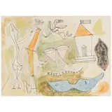 Untitled (Figures and House) by Lucretia Van Horn, circa 1930, watercolor and ink on paper, sold Jun 2026