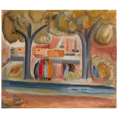 Untitled by Marjorie Eaton, circa 1930, oil on board and plaster, sold Jun 2026