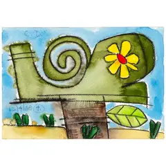 Carroll Dunham, Seven Trees, 2008, watercolor, graphite and pastel on paper