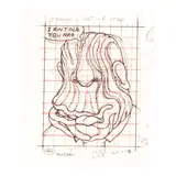 Peter Saul, Study for Prune Head, 2001, graphite and ink on paper