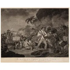 John Hall, The Death of Captain James Cook, by the Indians of Owhyee,  One of the Sandwich Islands, 1784, Engraving on wove paper