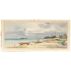 William Alister Macdonald, Greyness and Calm (Lagoon Shore, Hikueru, Paumotus, Oceania), 1928, watercolor on paper
