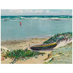 Beached Canoe by D. Howard Hitchcock, 1916, oil on canvas laid to board, offered Jul 2026