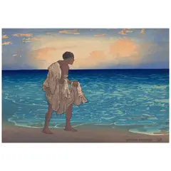 Charles William Bartlett, Hawaiian Fisherman (Miles & Saville 48), c. 1919, Woodcut in colors on japon paper