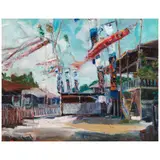 Shirley Ximena Hopper Russell, Boy's Day Banners, Kalihi, circa 1935, oil on canvas