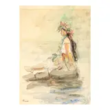 Pop Hart, Portrait of a Woman in Profile, 1918, watercolor and graphite on paper