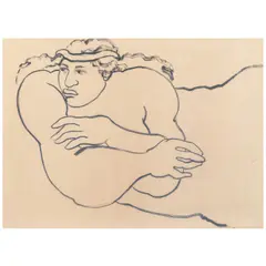 Yvonne Cheng, Reclining Woman, 1988, grey ink on paper
