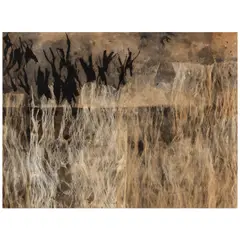 Betty Ecke, Mana, 1962, dsui hua (ink, acrylic, bark fiber and paper collage on rice paper) affixed to Masonite