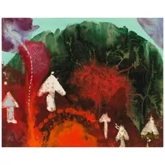 Ben, Diagram for a Volcano (Housebroken), 1964, acrylic and collage on Masonite