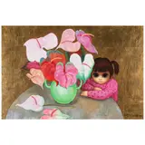 Margaret Keane, Girl with Anthurium Bouquet