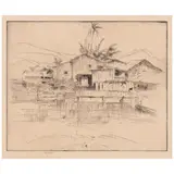 John Melville Kelly, Untitled (Farm); Old Hawaiʻi, n.d., Two etchings with aquatint on wove paper, each signed in pencil, one titled '·Old Hawaii·', the other annotated '#7', each with the artist's blindstamp